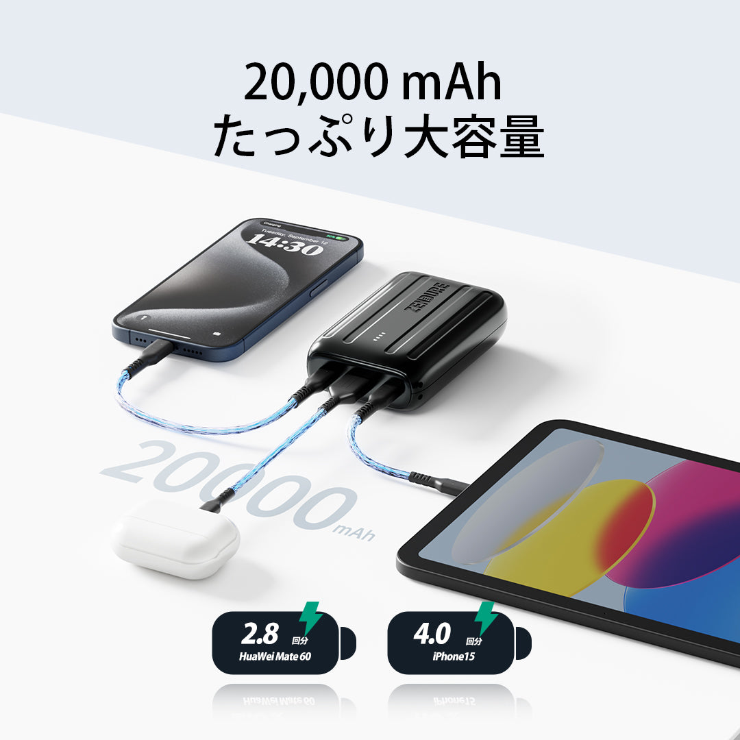 モバイルバッテリー SuperMini 20+ 20,000mAh/PD20W /3ポート – Zendure Japan